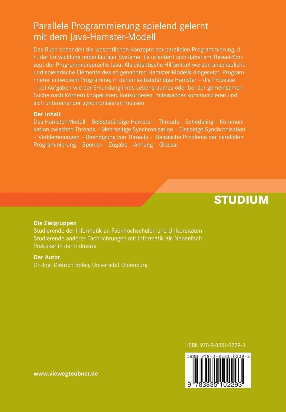 Rückseitencover Parallele Programmierung spielend gelernt mit dem Java-Hamster-Modell
