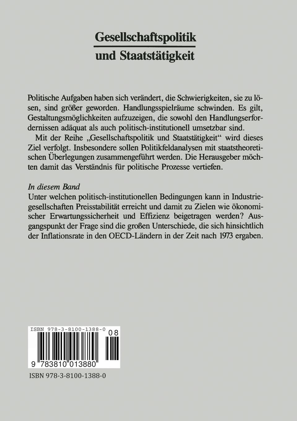 Rückseitencover Preisstabilitätspolitik