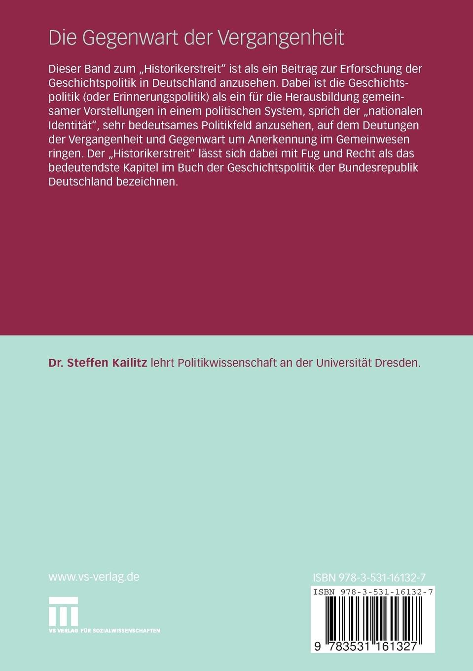 Rückseitencover Die Gegenwart der Vergangenheit