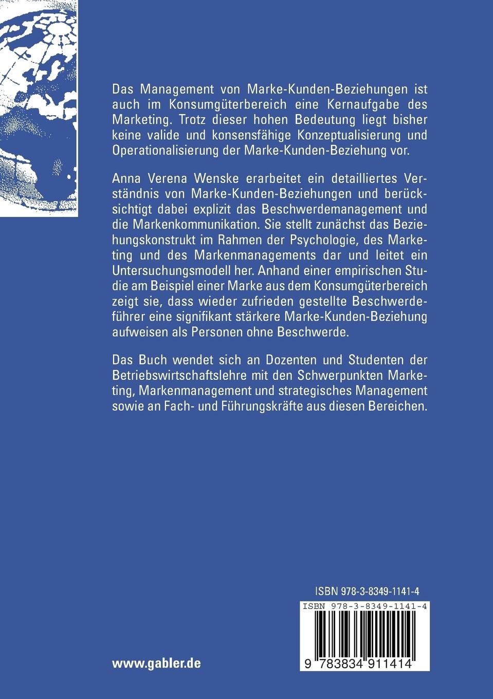 Rückseitencover Management und Wirkungen von Marke-Kunden-Beziehungen im Konsumgüterbereich