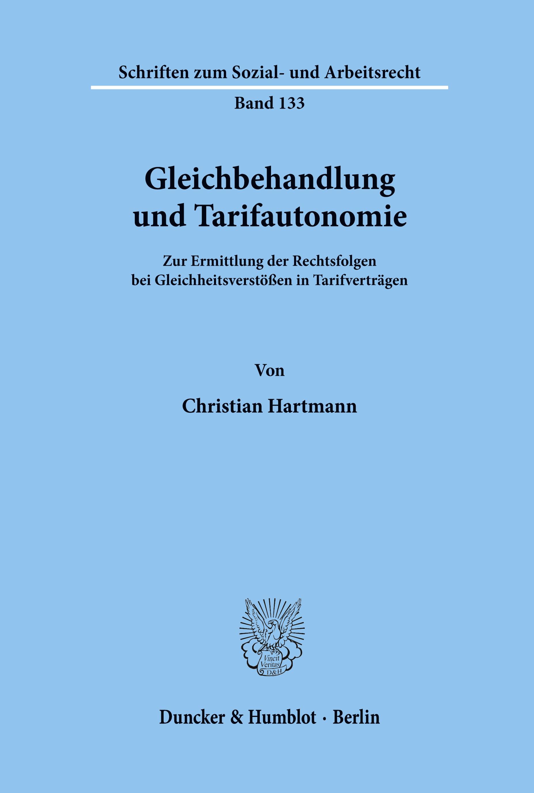 Vorderes Coverbild Gleichbehandlung und Tarifautonomie.