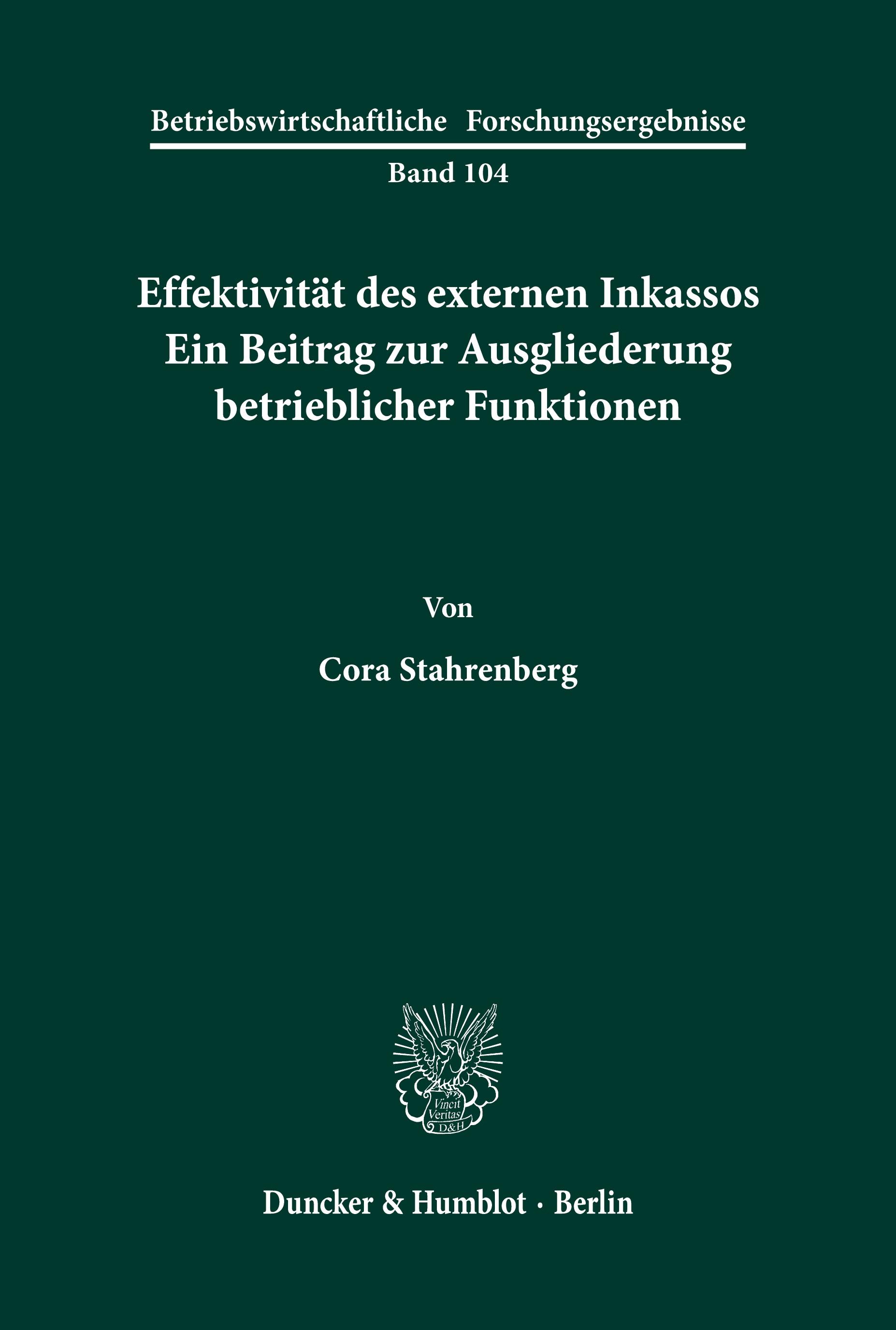 Vorderes Coverbild Effektivität des externen Inkassos.