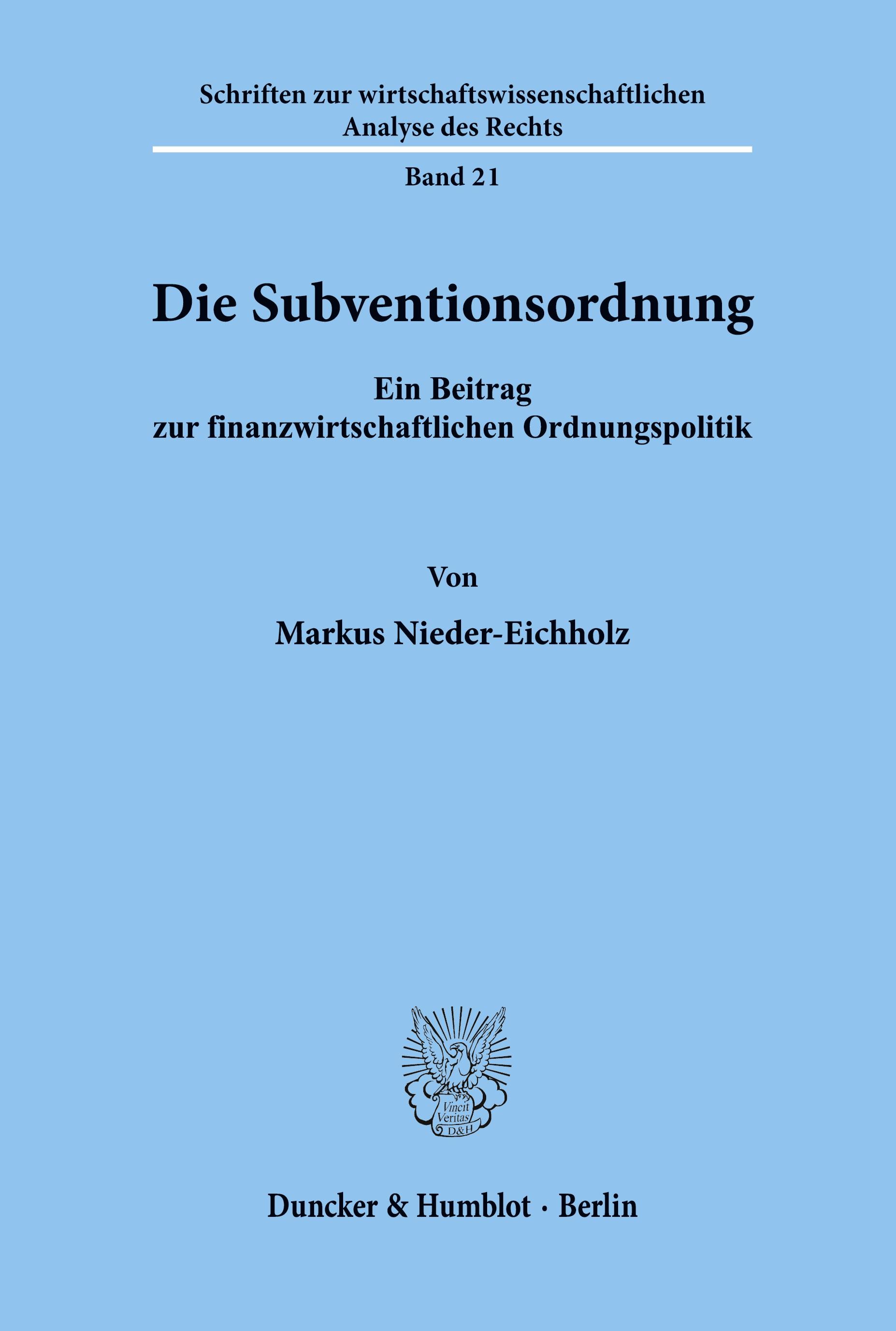 Vorderes Coverbild Die Subventionsordnung.