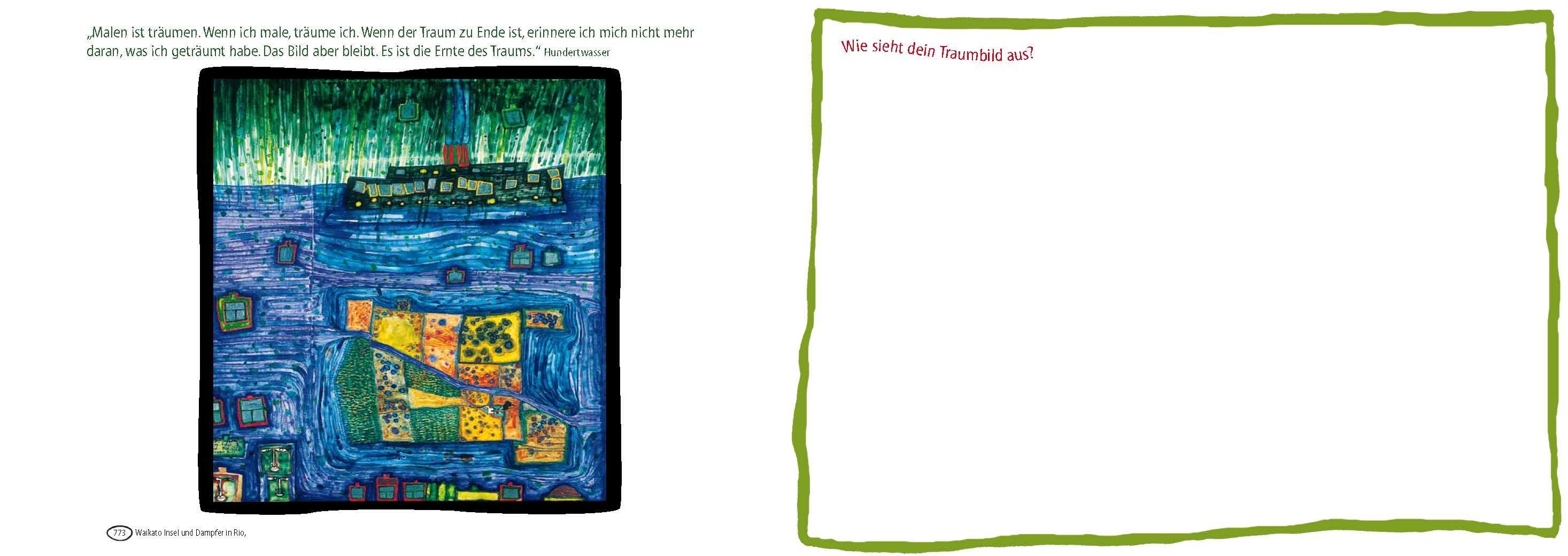 Beispielinhalt (Bild) Kunst-Malbuch Hundertwasser