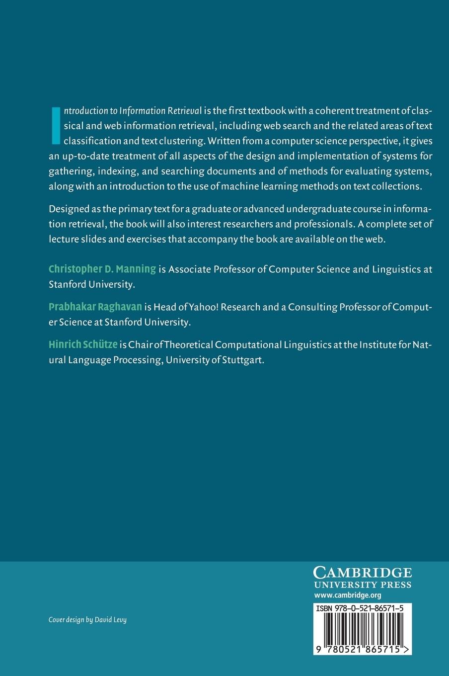 Rückseitencover Introduction to Information Retrieval