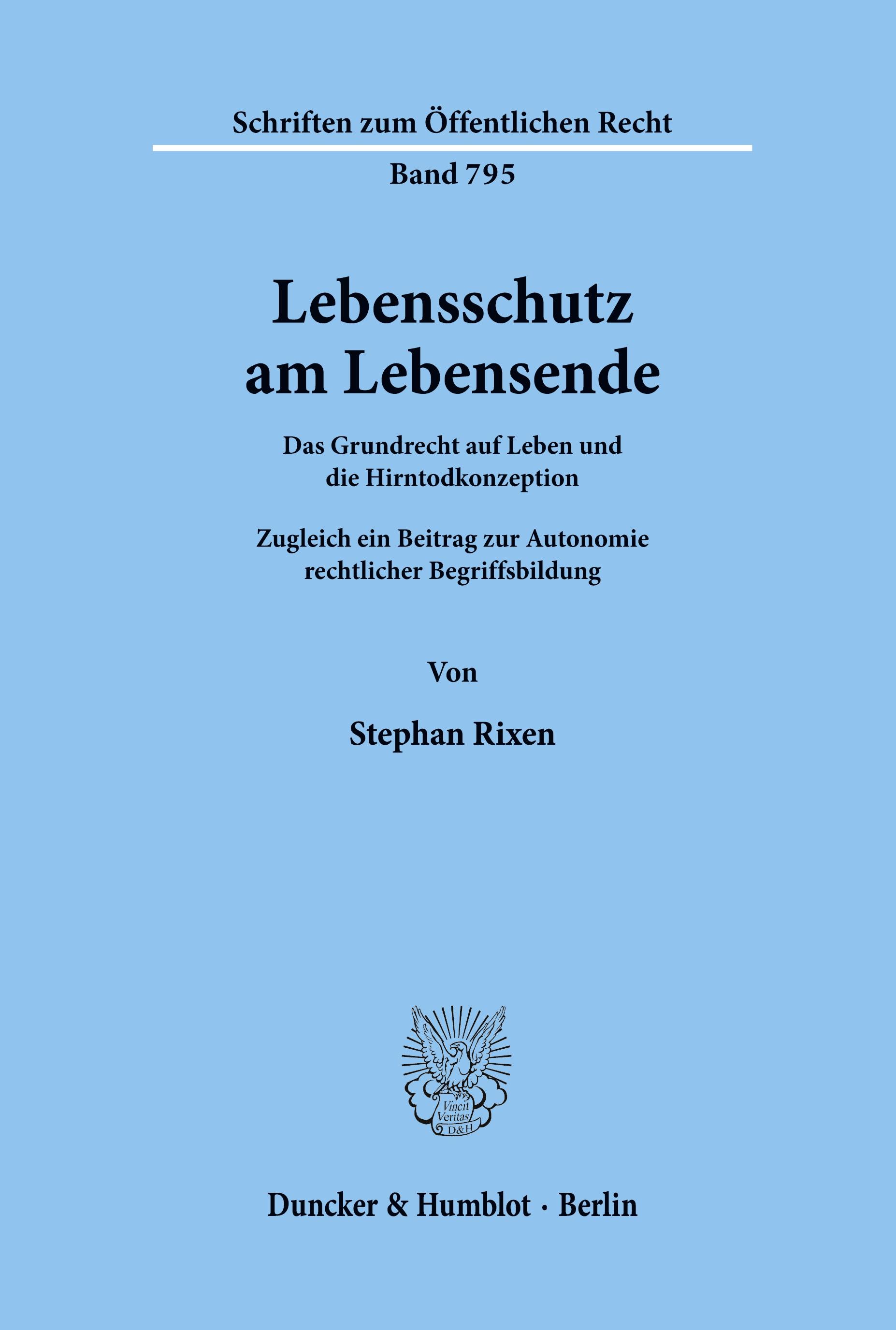 Vorderes Coverbild Lebensschutz am Lebensende.