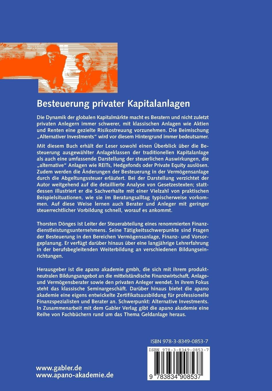 Rückseitencover Besteuerung privater Kapitalanlagen