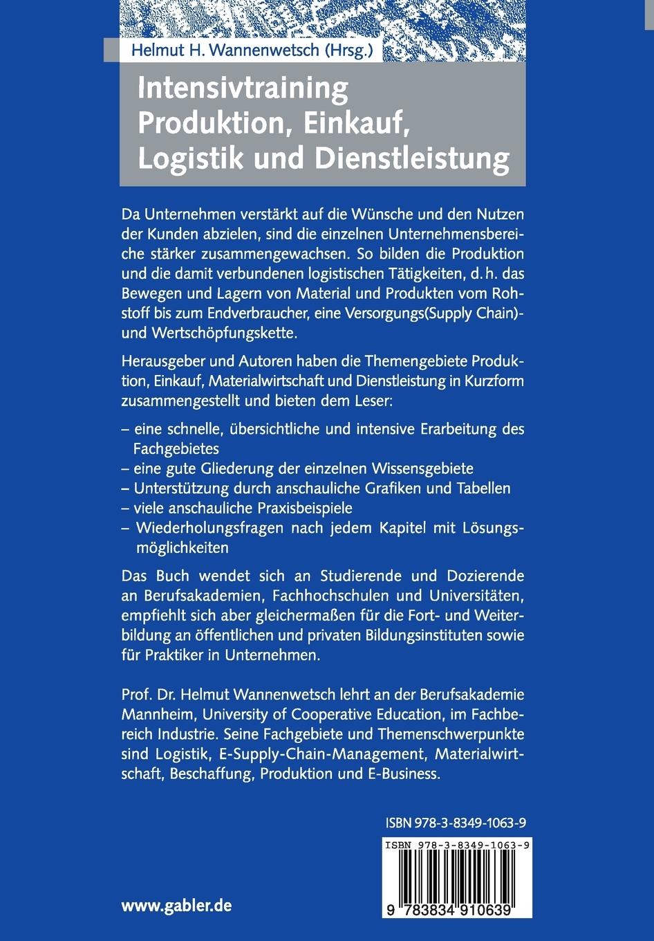 Rückseitencover Intensivtraining Produktion, Einkauf, Logistik und Dienstleistung