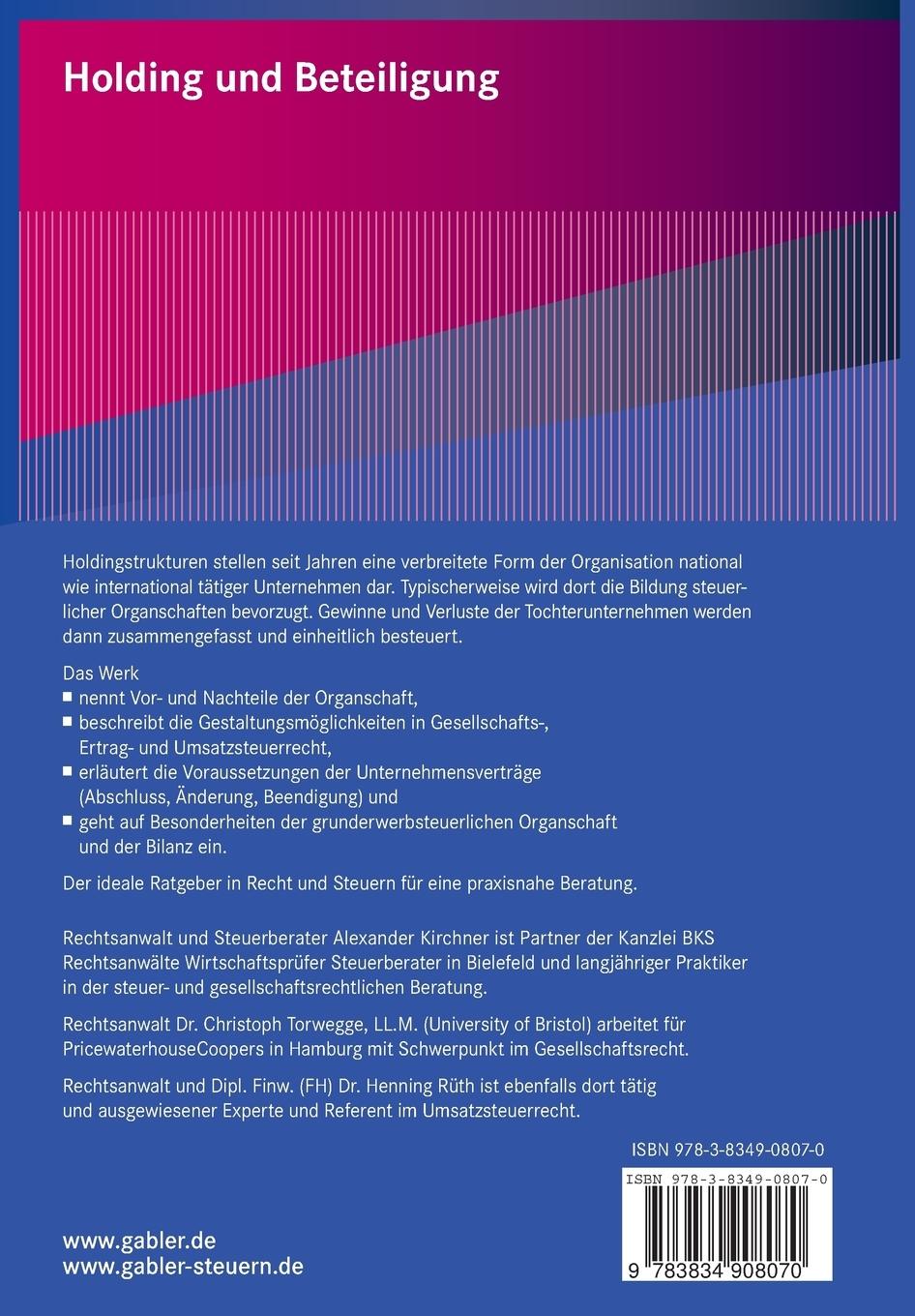 Rückseitencover Holding und Beteiligung