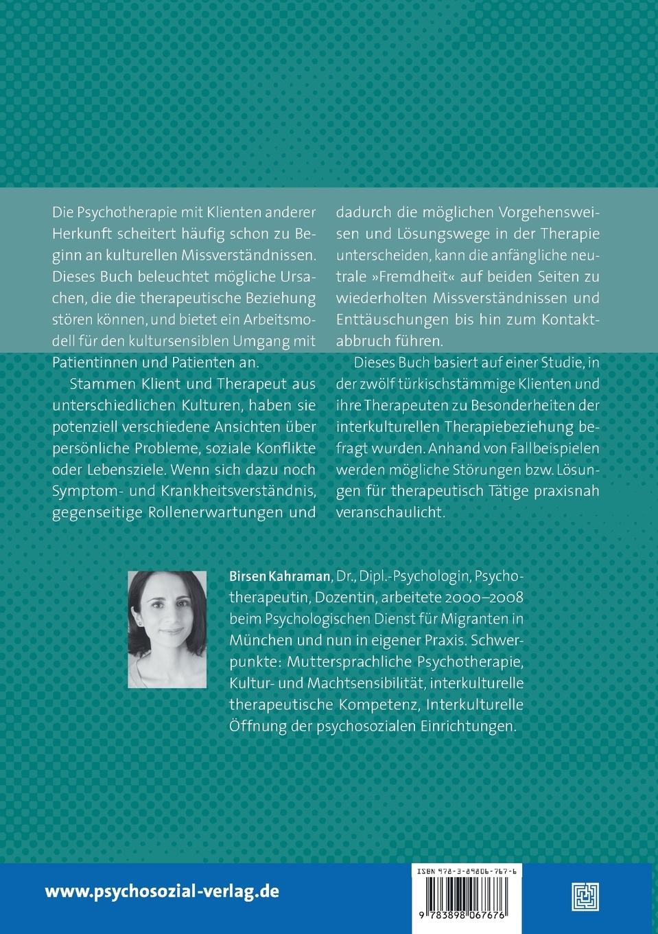 Rückseitencover Die kultursensible Therapiebeziehung