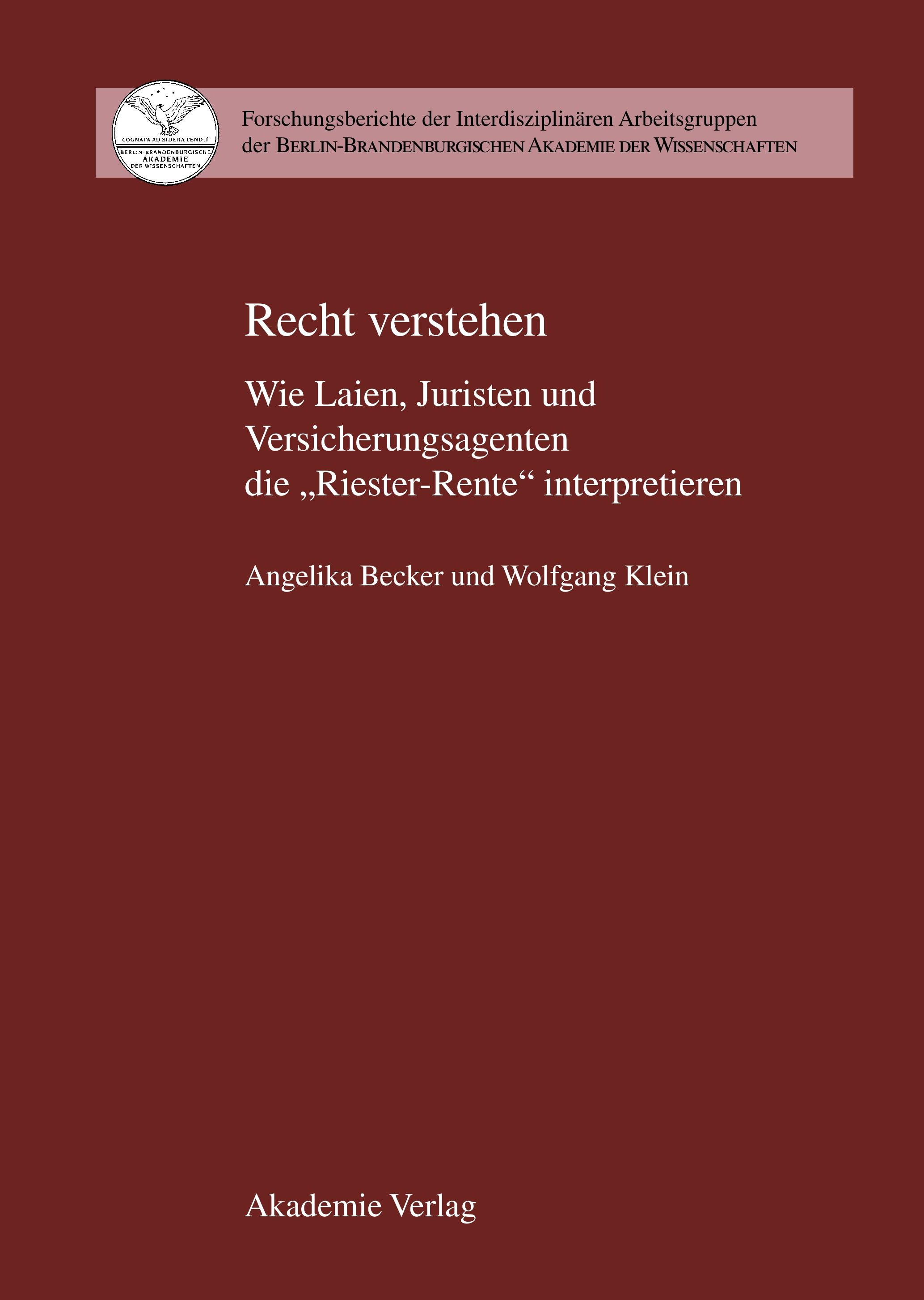 Vorderes Coverbild Recht verstehen
