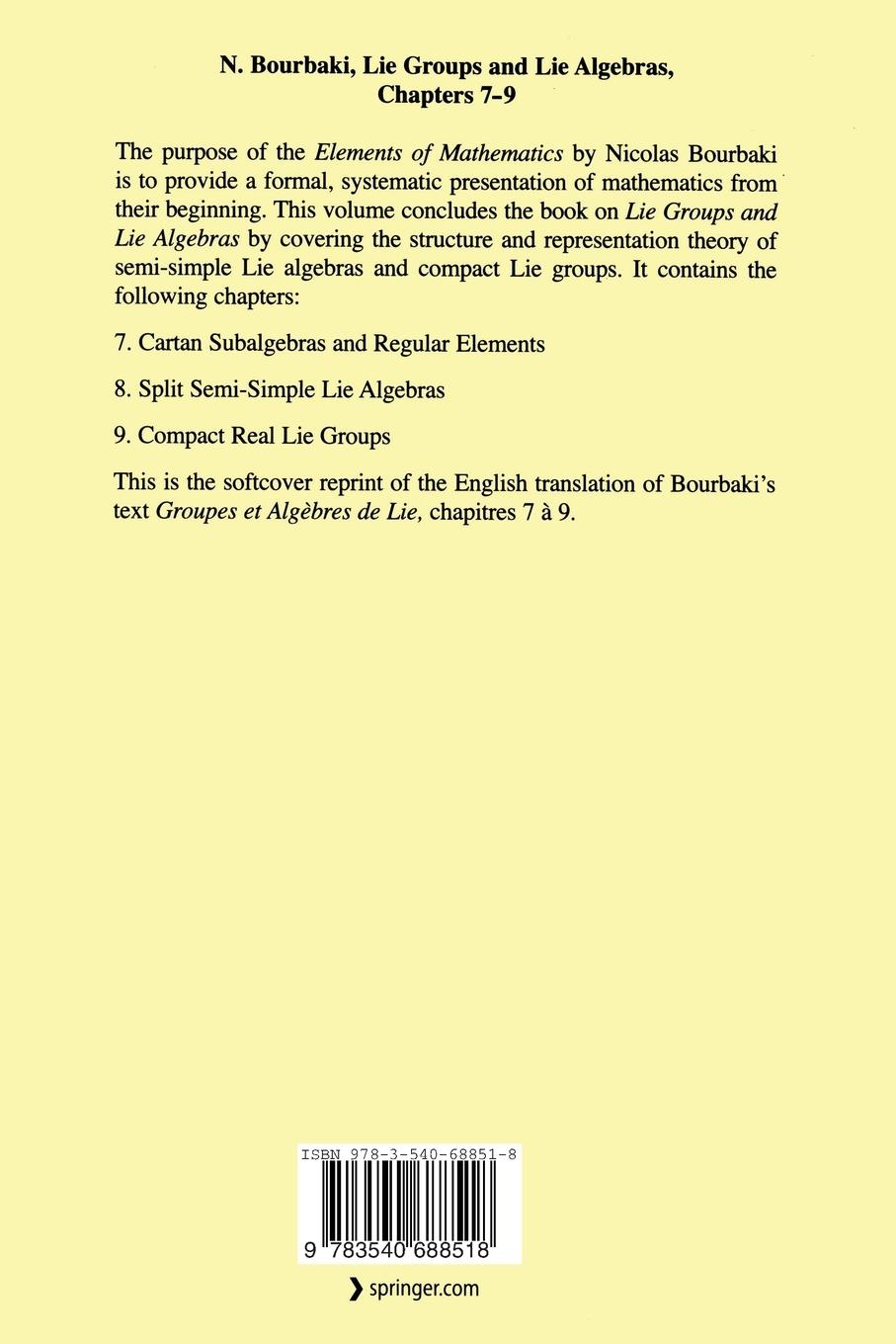 Rückseitencover Lie Groups and Lie Algebras