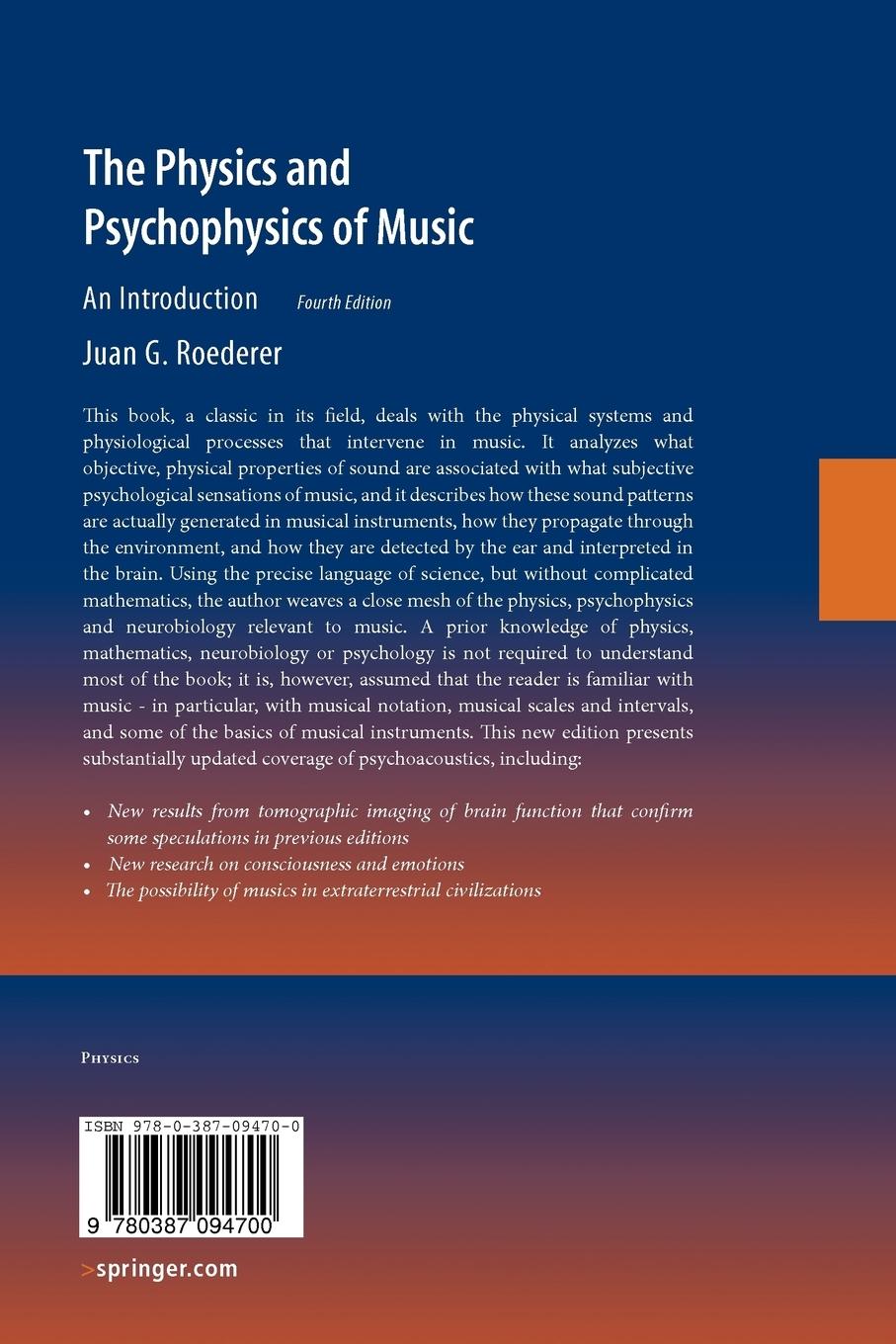 Rückseitencover The Physics and Psychophysics of Music