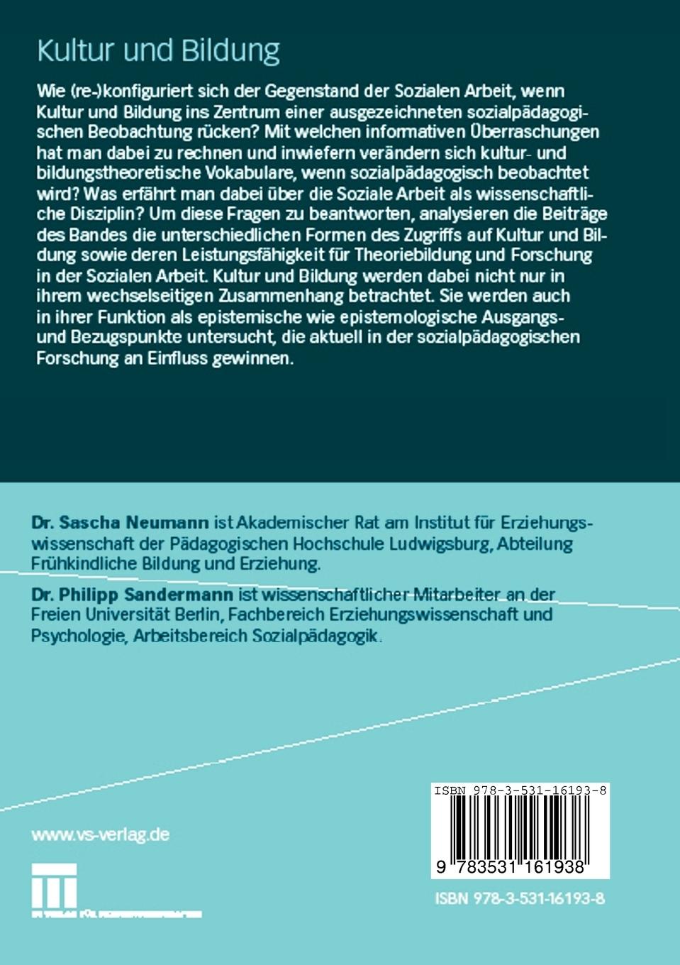 Rückseitencover Kultur und Bildung