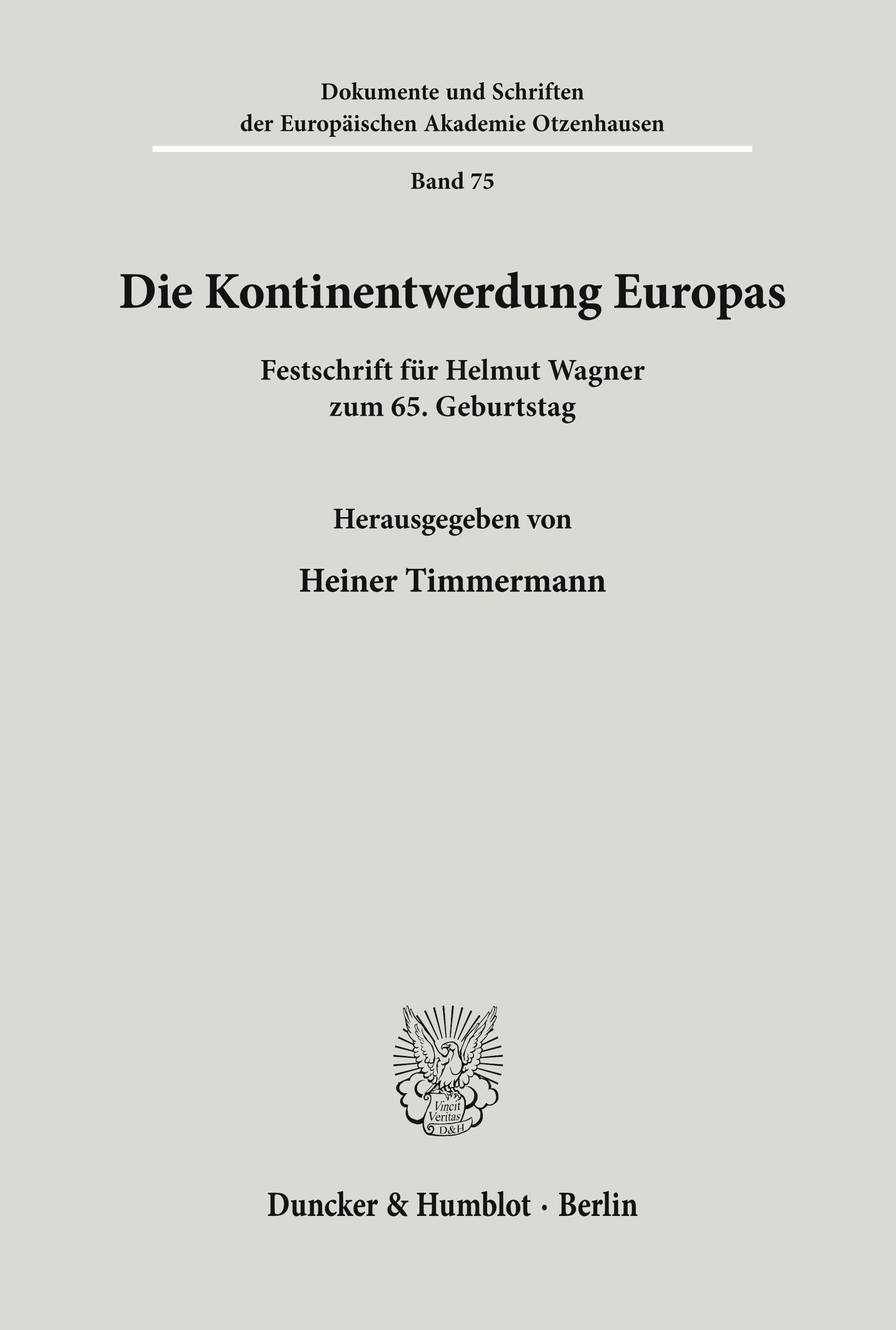 Vorderes Coverbild Die Kontinentwerdung Europas.