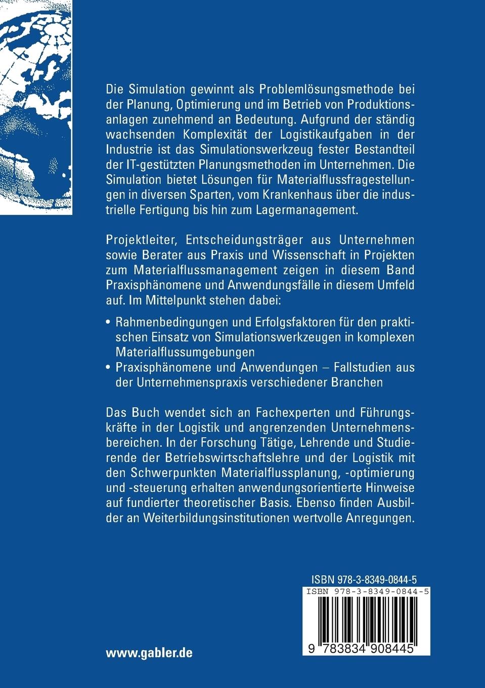 Rückseitencover Praktische Anwendung der Simulation im Materialflussmanagement