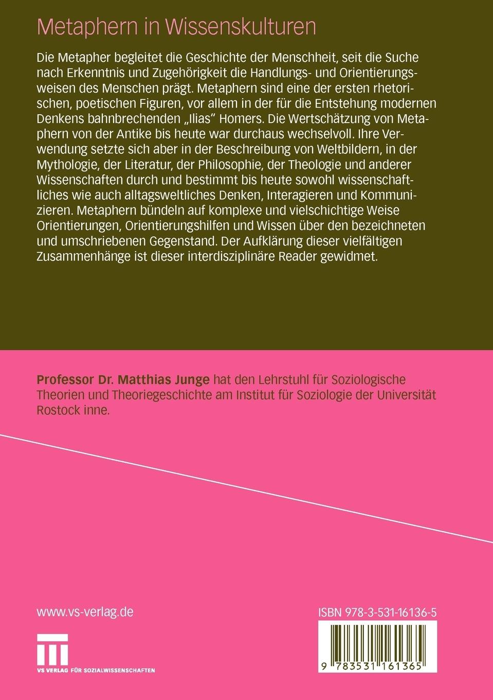 Rückseitencover Metaphern in Wissenskulturen