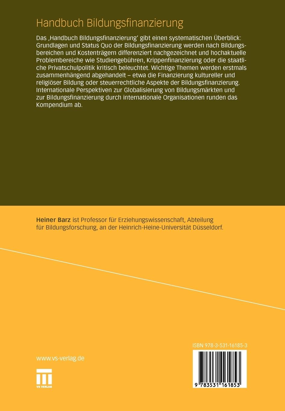 Rückseitencover Handbuch Bildungsfinanzierung