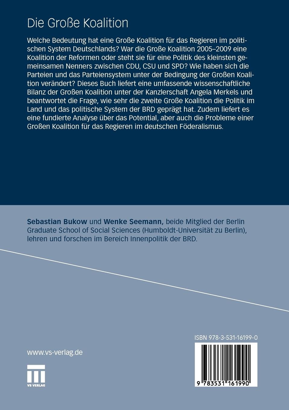Rückseitencover Die Große Koalition