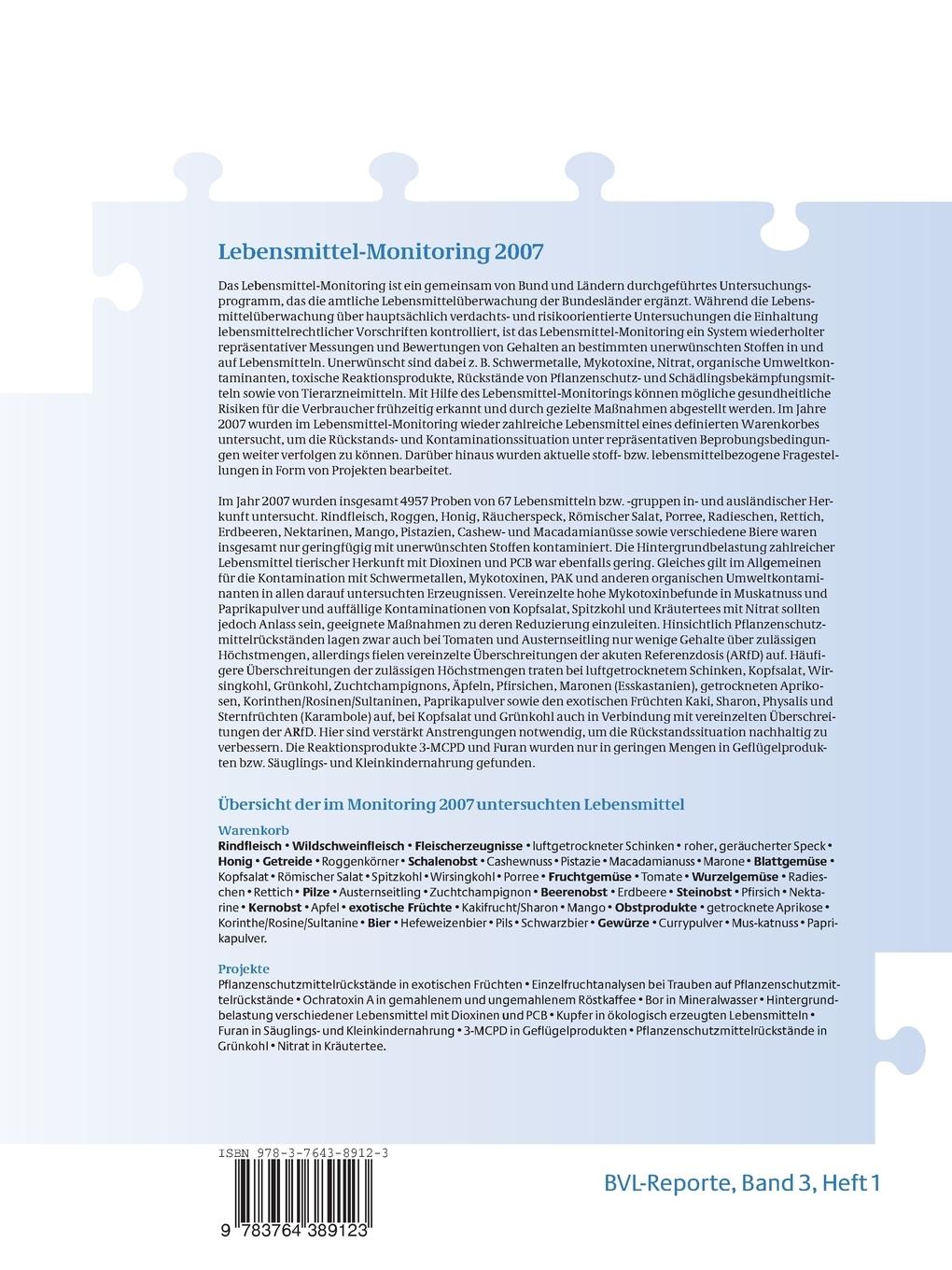 Rückseitencover Berichte zur Lebensmittelsicherheit 2007