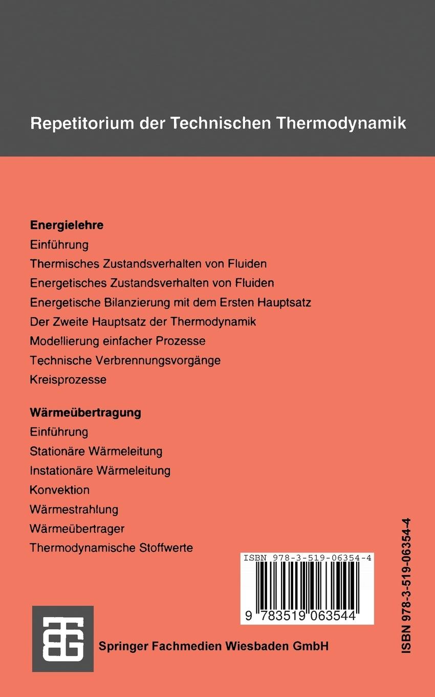 Rückseitencover Repetitorium der Technischen Thermodynamik