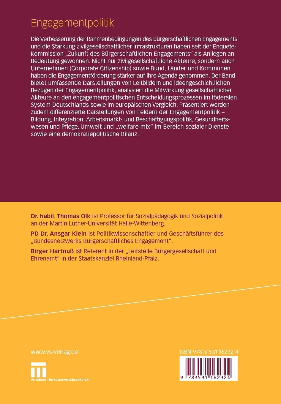 Rückseitencover Engagementpolitik