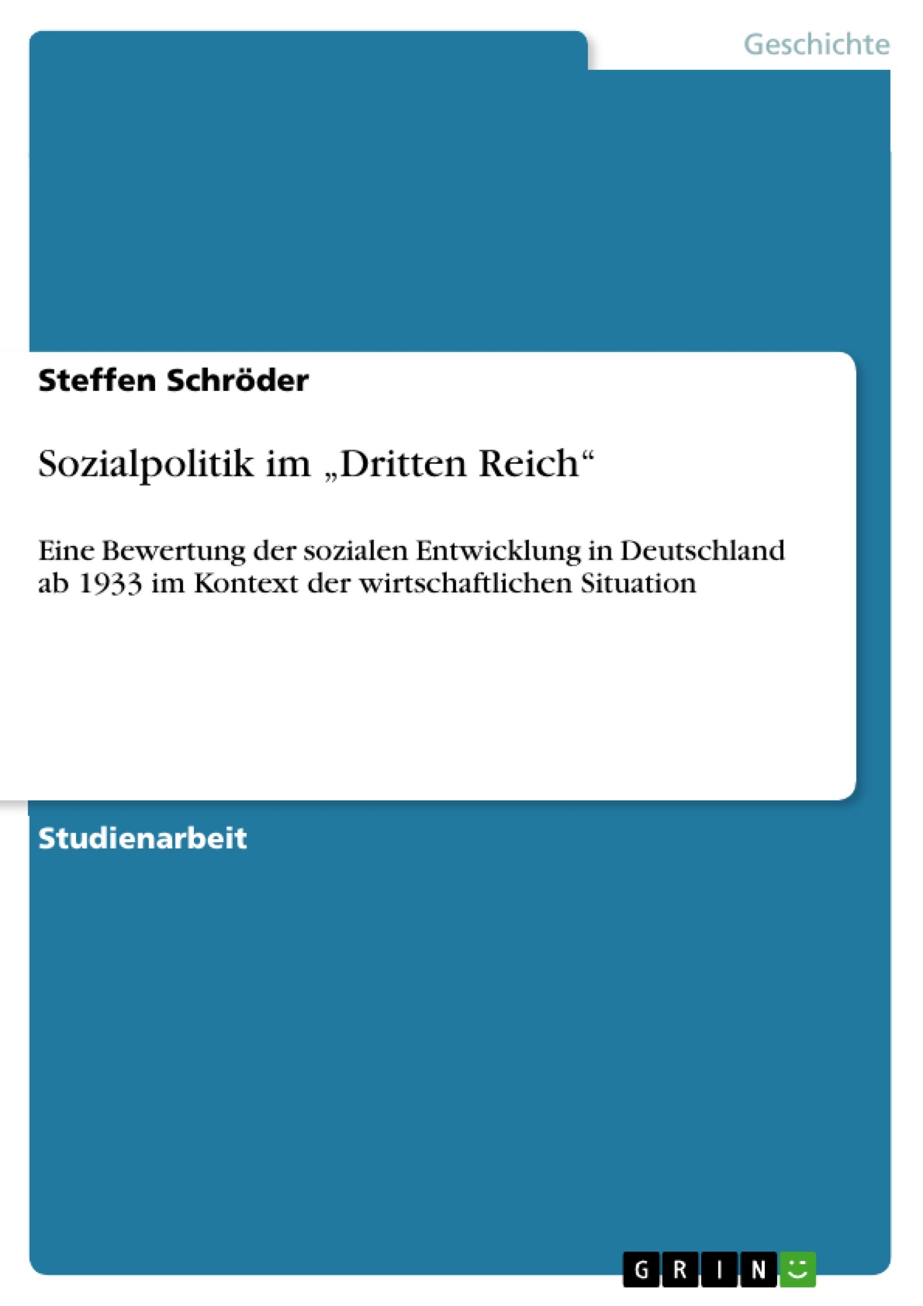 Vorderes Coverbild Sozialpolitik im "Dritten Reich"