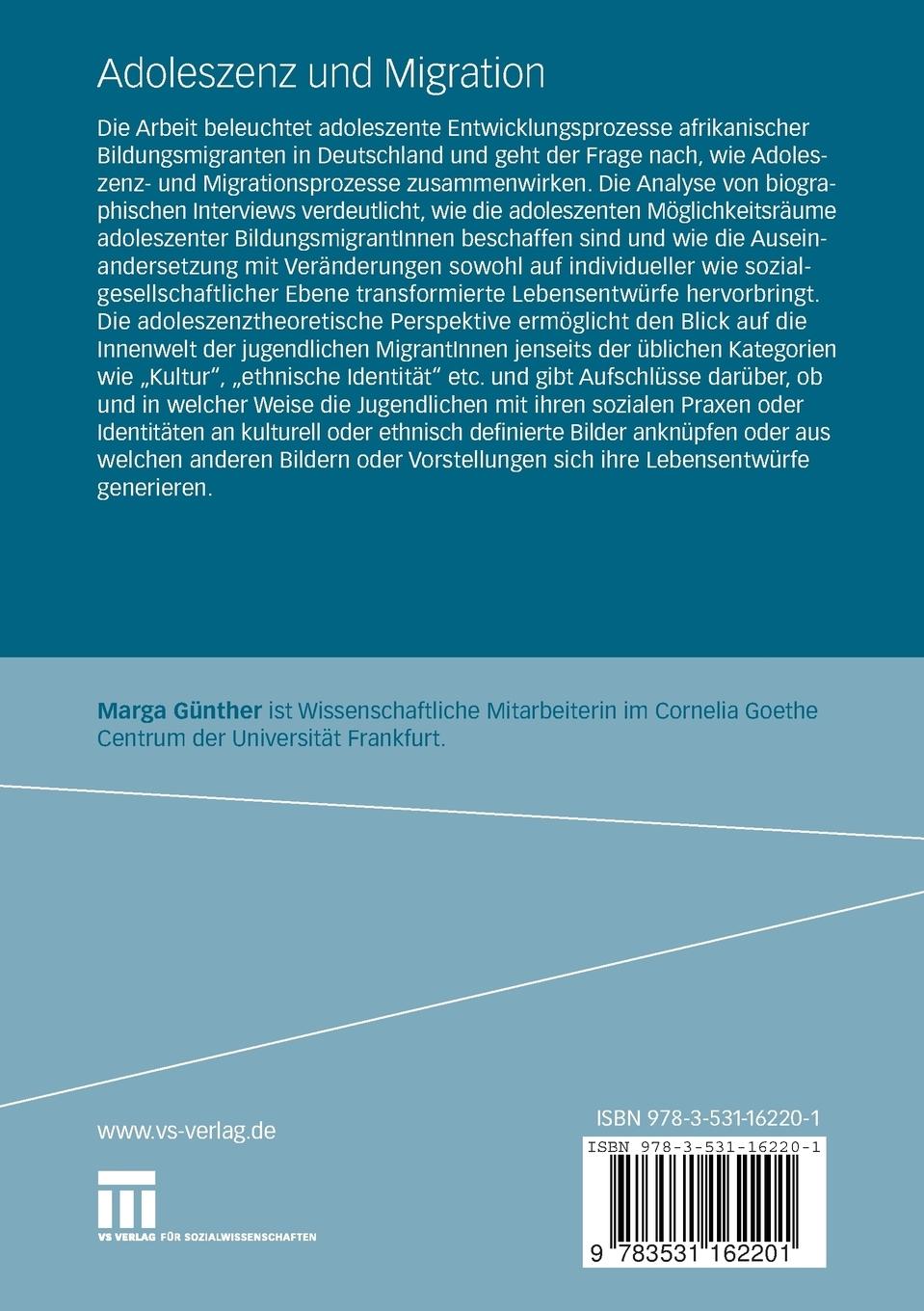 Rückseitencover Adoleszenz und Migration