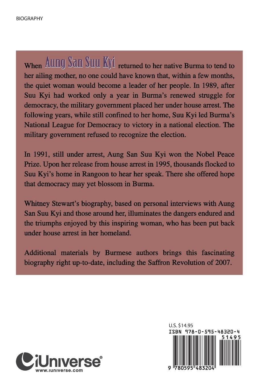 Rückseitencover Aung San Suu Kyi Fearless Voice of Burma