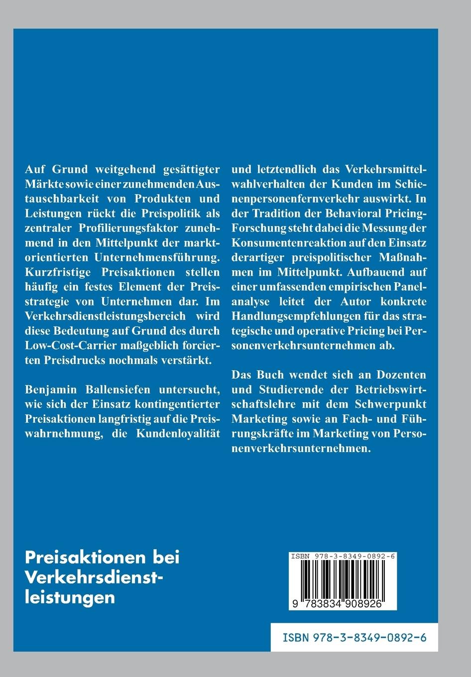 Rückseitencover Preisaktionen bei Verkehrsdienstleistungen