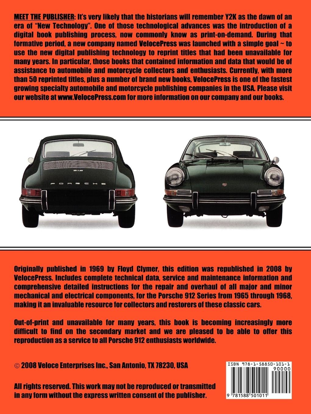 Rückseitencover Porsche 912 Workshop Manual 1965-1968