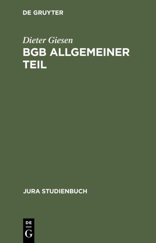Vorderes Coverbild BGB Allgemeiner Teil