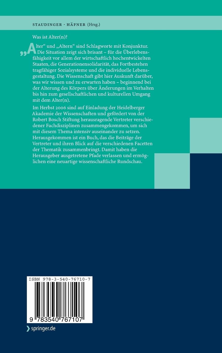 Rückseitencover Was ist Alter(n)?