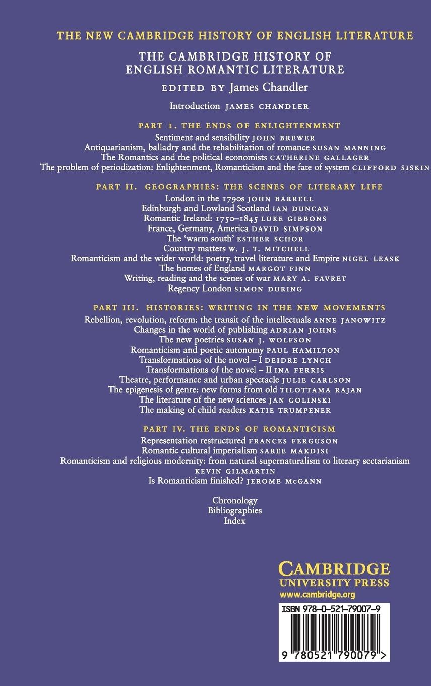 Rückseitencover The Cambridge History of English Romantic Literature