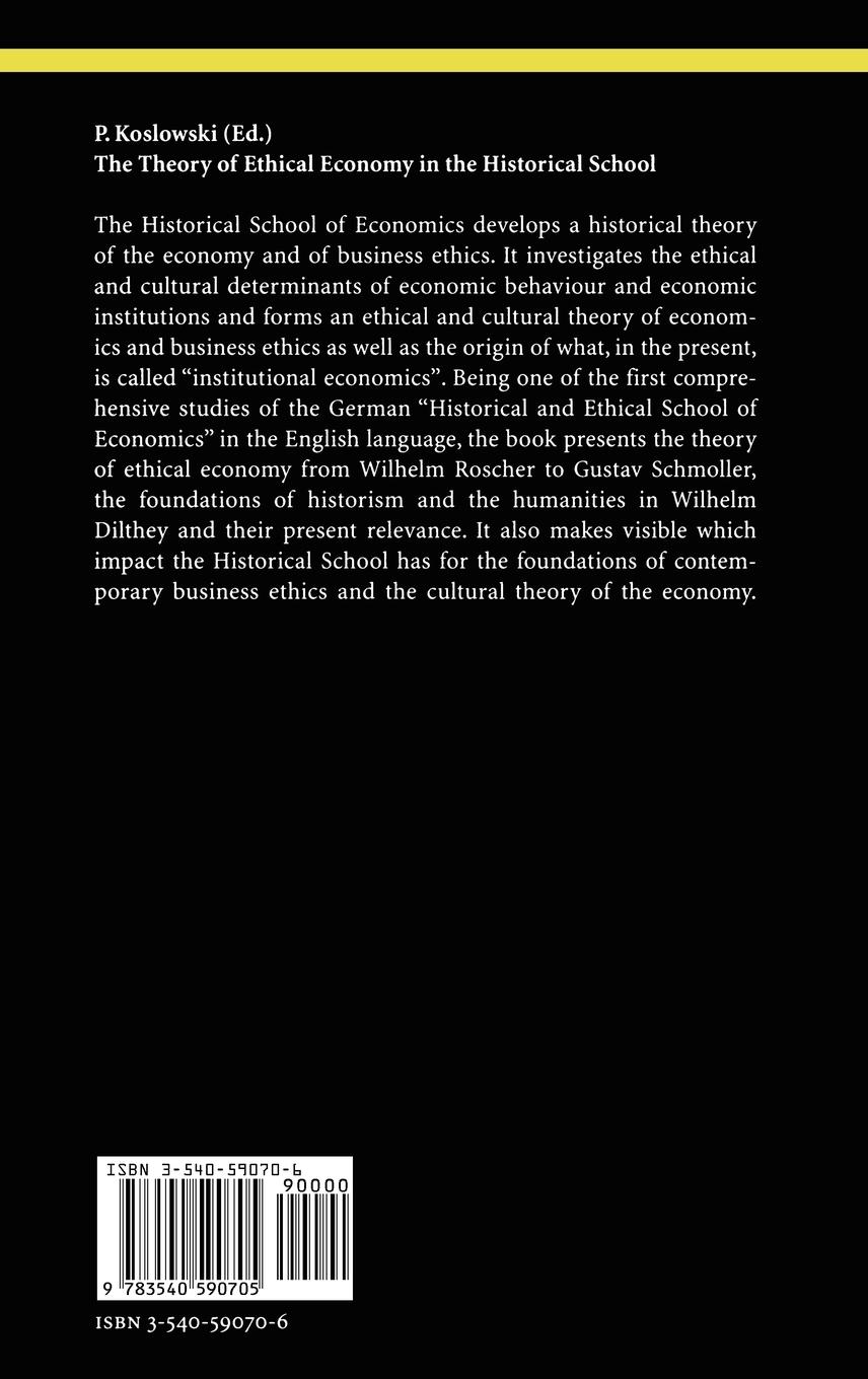Rückseitencover The Theory of Ethical Economy in the Historical School