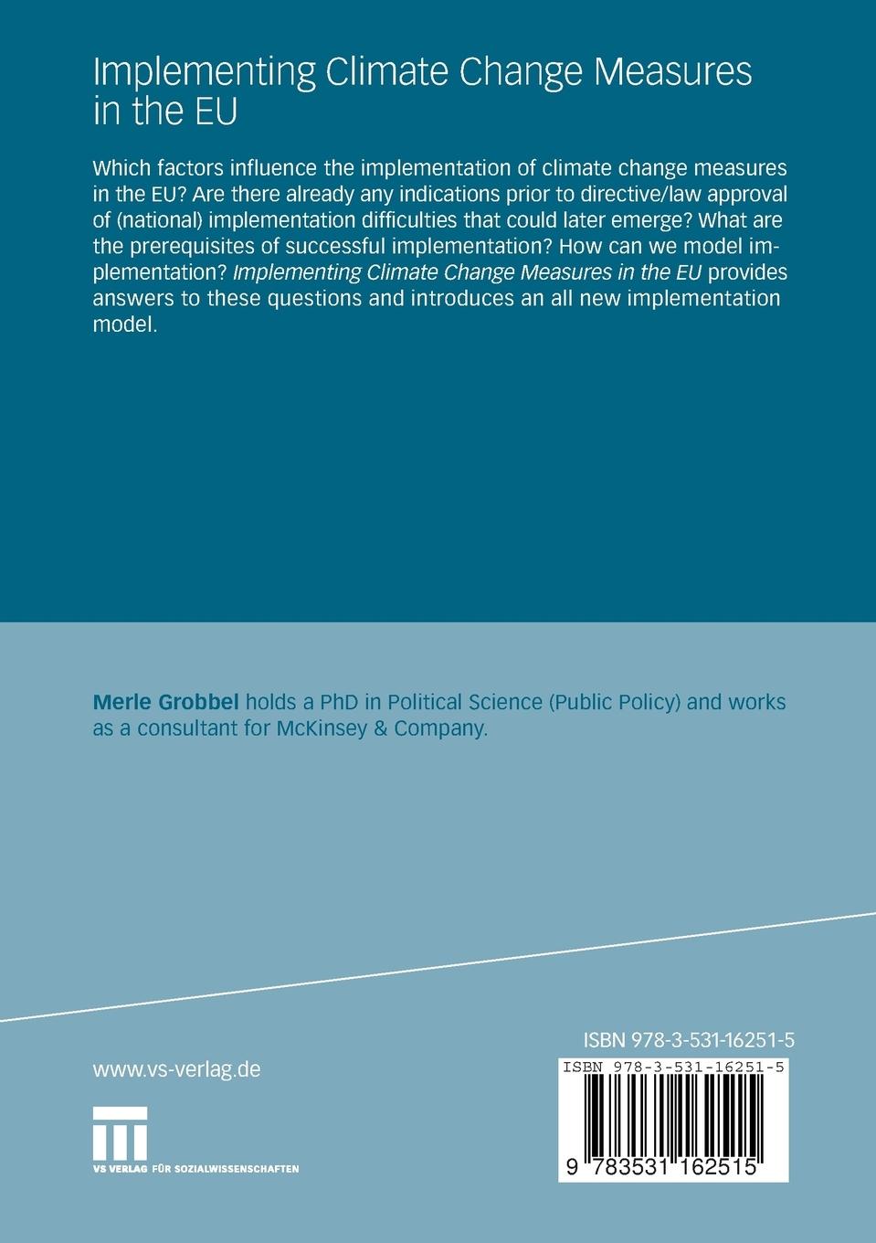 Rückseitencover Implementing Climate Change Measures in the EU