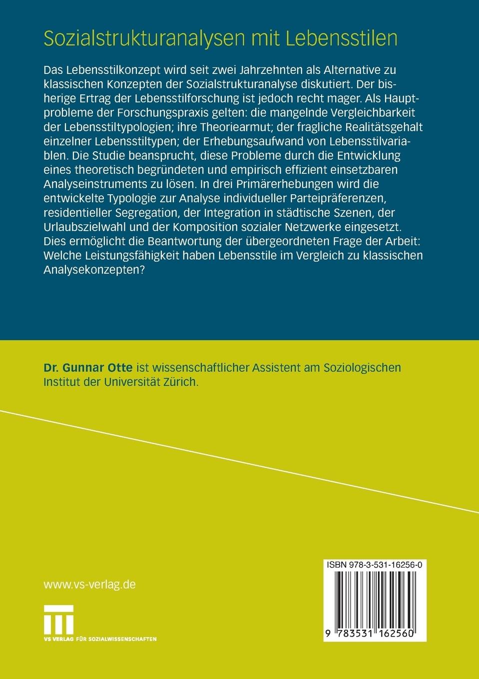 Rückseitencover Sozialstrukturanalysen mit Lebensstilen