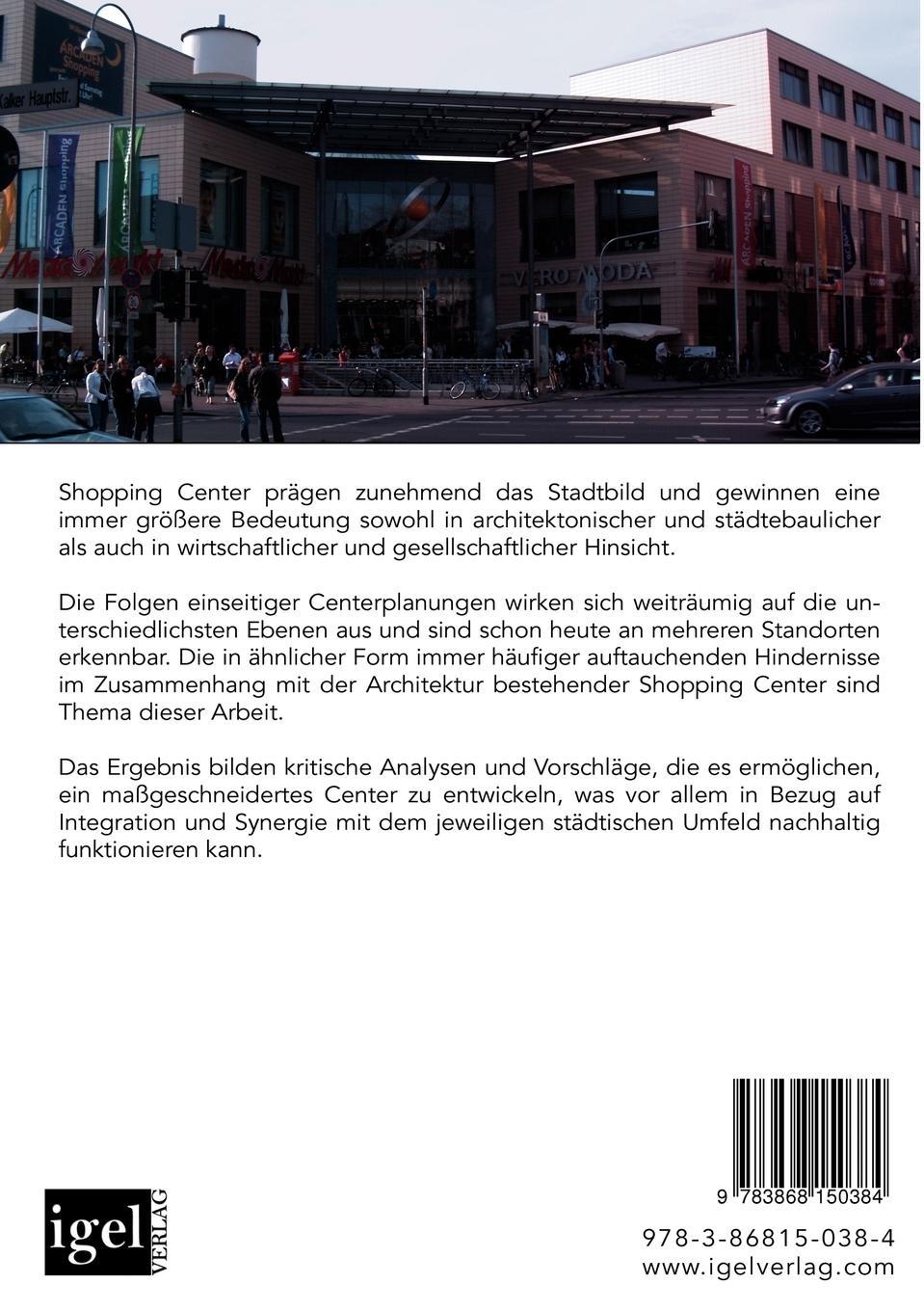 Rückseitencover Beurteilungskriterien und Empfehlungen zur Analyse und Planung von Shopping-Center
