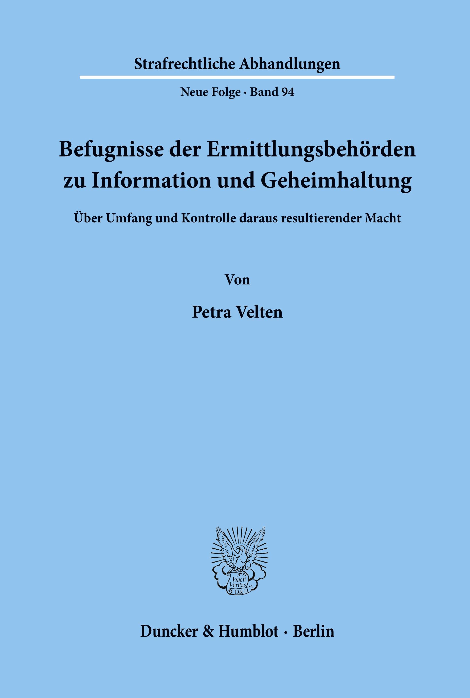 Vorderes Coverbild Befugnisse der Ermittlungsbehörden zu Information und Geheimhaltung.