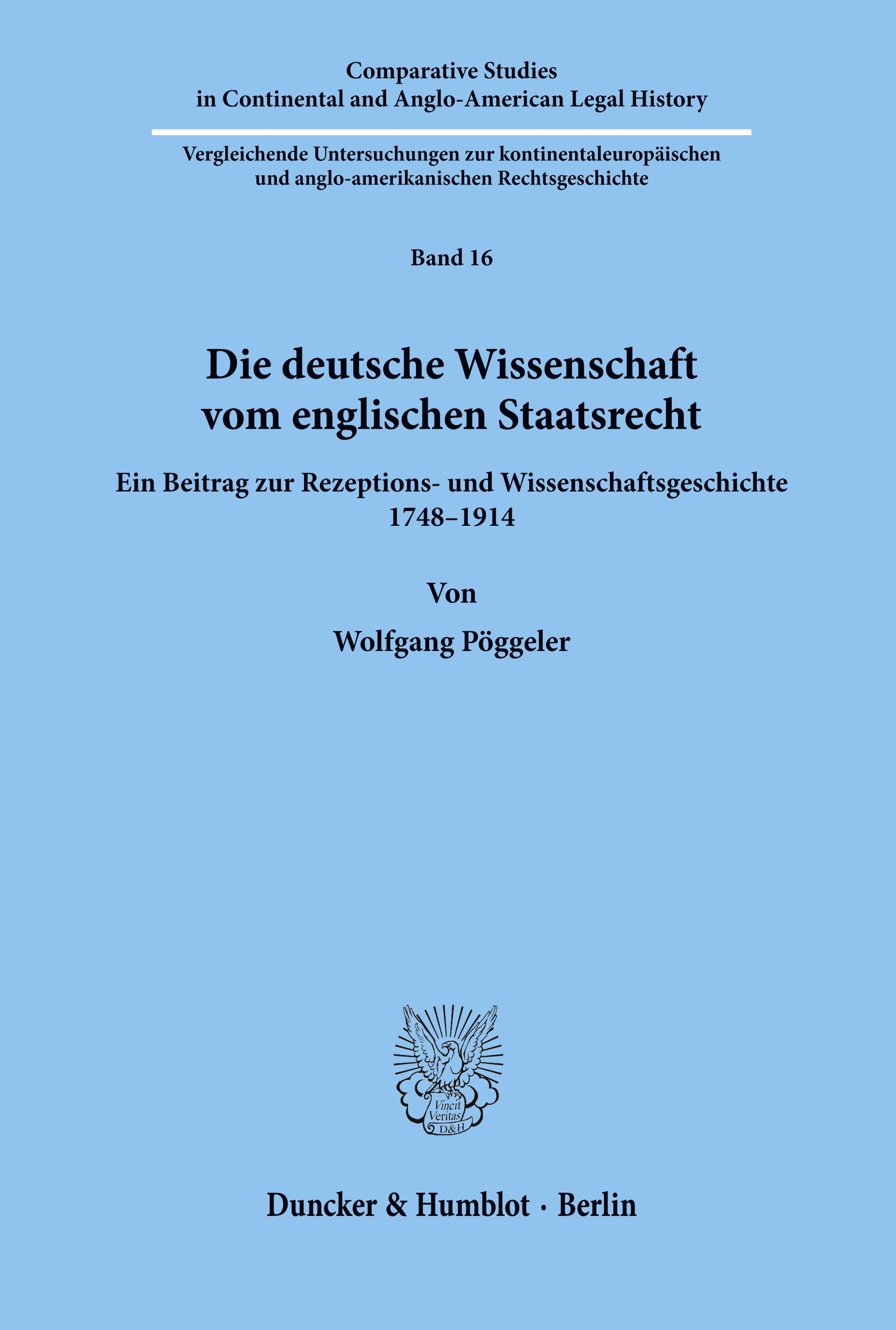 Vorderes Coverbild Die deutsche Wissenschaft vom englischen Staatsrecht.