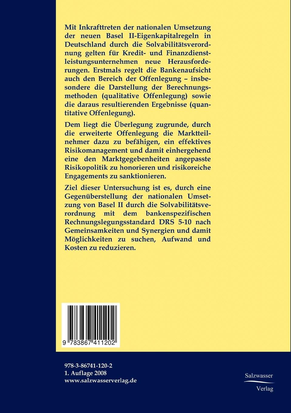 Rückseitencover Das externe Risikoreporting deutscher Banken