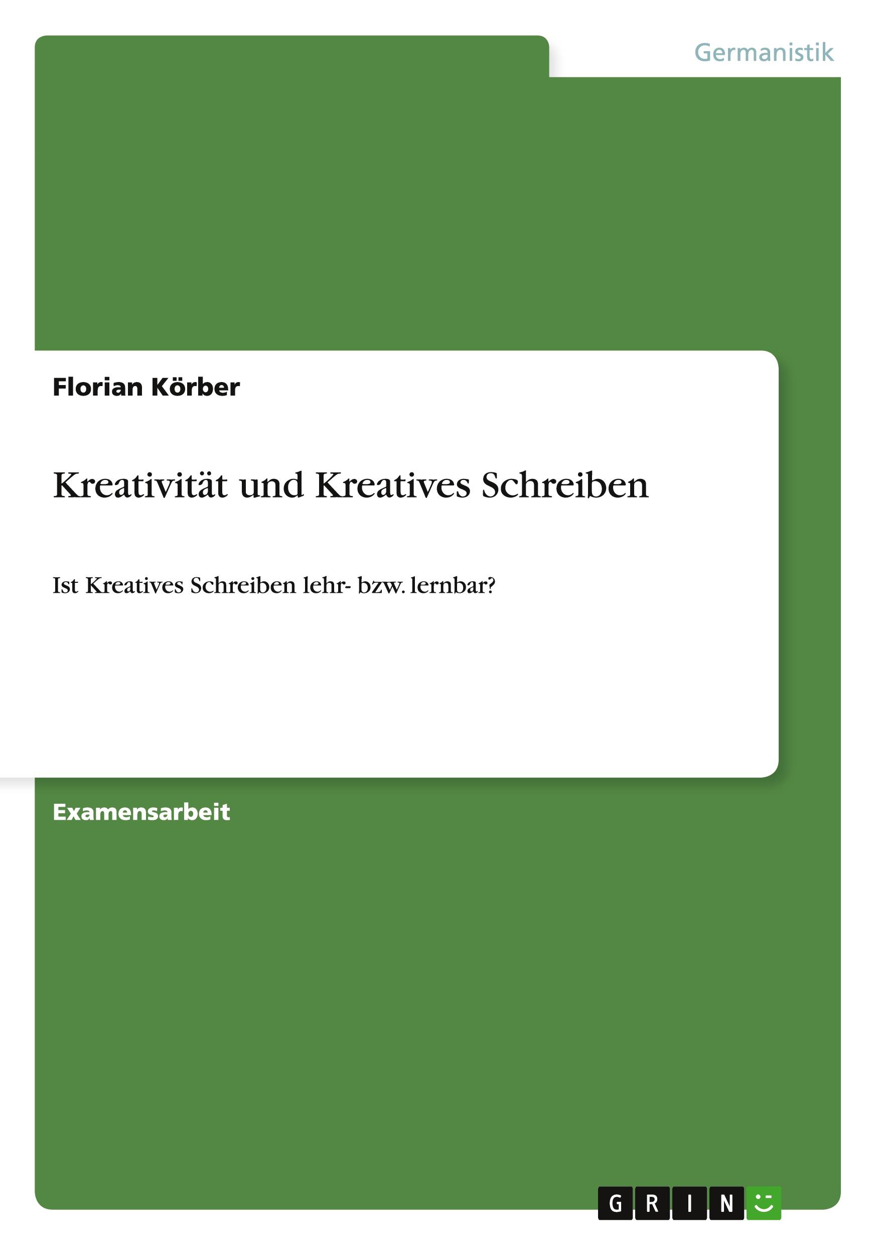 Vorderes Coverbild Kreativität und Kreatives Schreiben