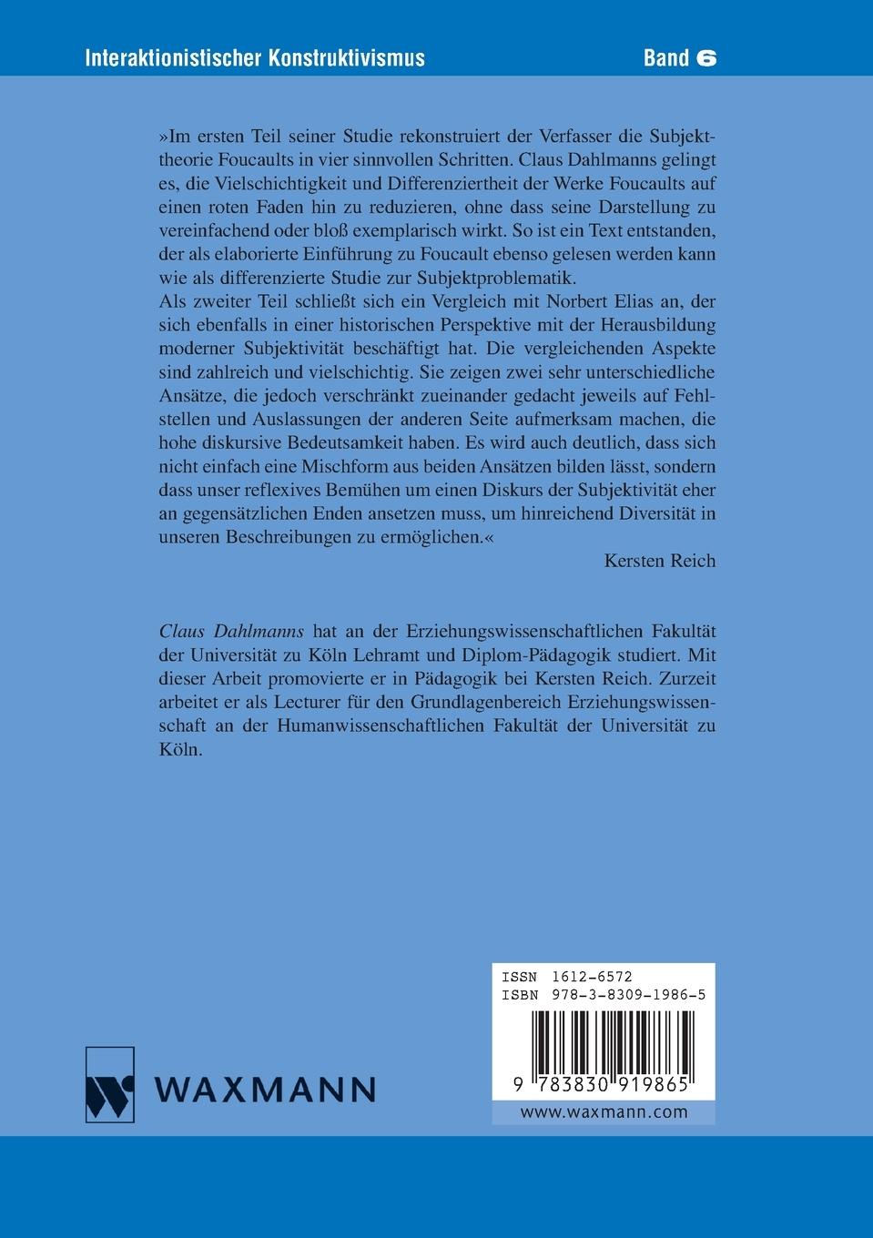 Rückseitencover Die Geschichte des modernen Subjekts