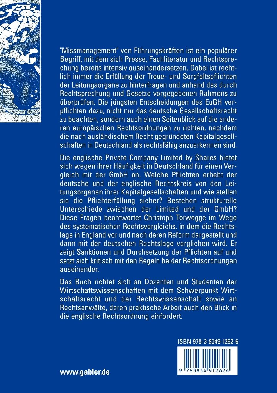 Rückseitencover Treue- und Sorgfaltspflichten im englischen und deutschen Gesellschaftsrecht