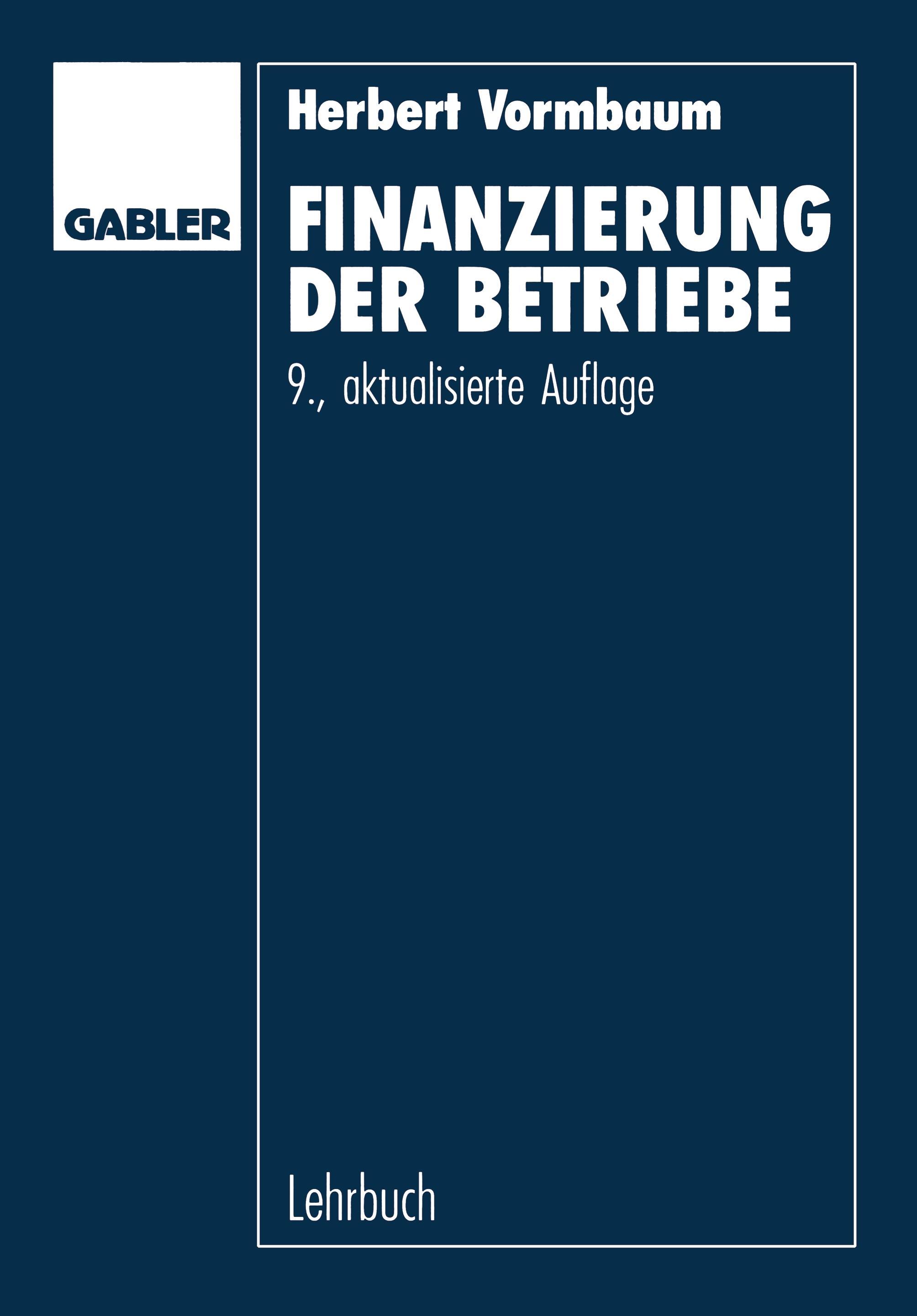 Vorderes Coverbild Finanzierung der Betriebe