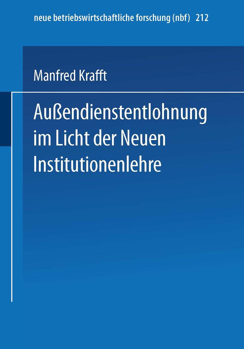 Vorderes Coverbild Außendienstentlohnung im Licht der Neuen Institutionenlehre
