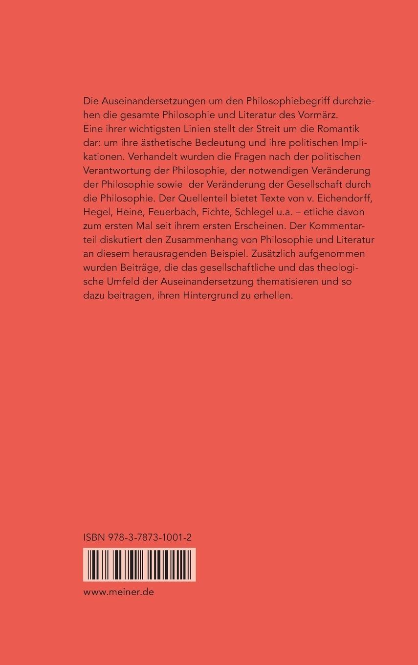 Rückseitencover Philosophie und Literatur im Vormärz / Philosophie und Literatur im Vormärz