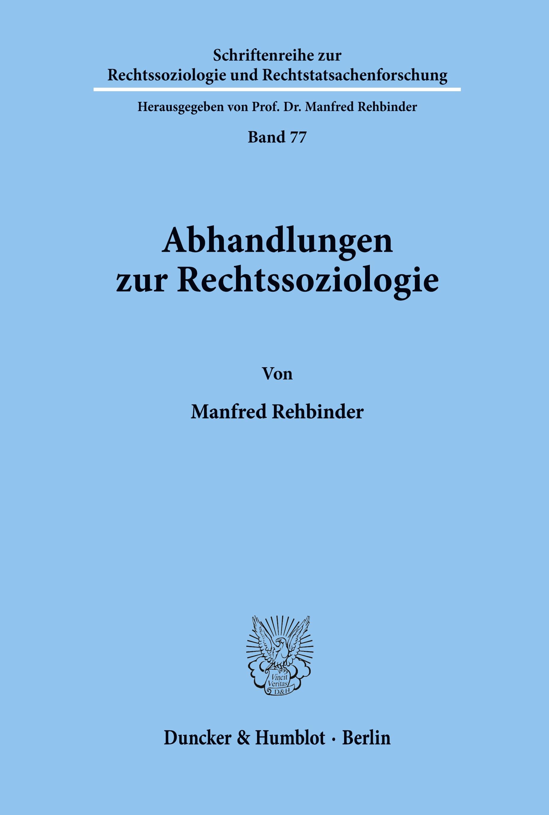 Vorderes Coverbild Abhandlungen zur Rechtssoziologie.