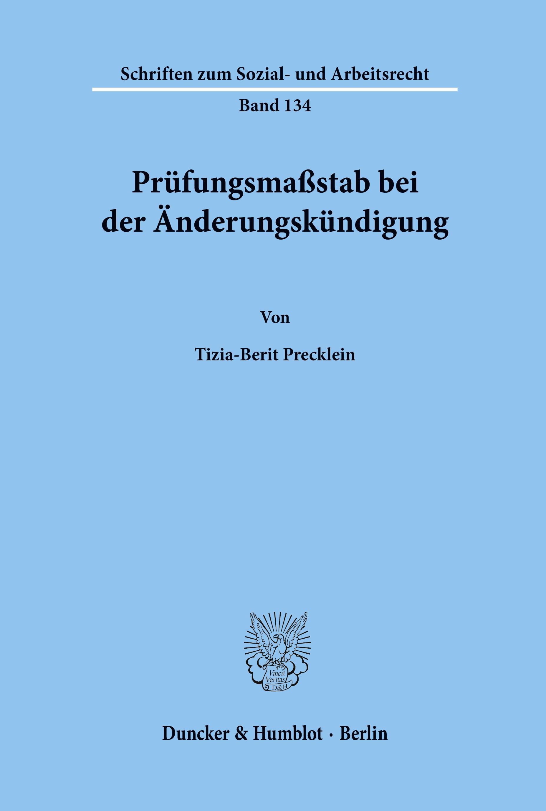 Vorderes Coverbild Prüfungsmaßstab bei der Änderungskündigung.