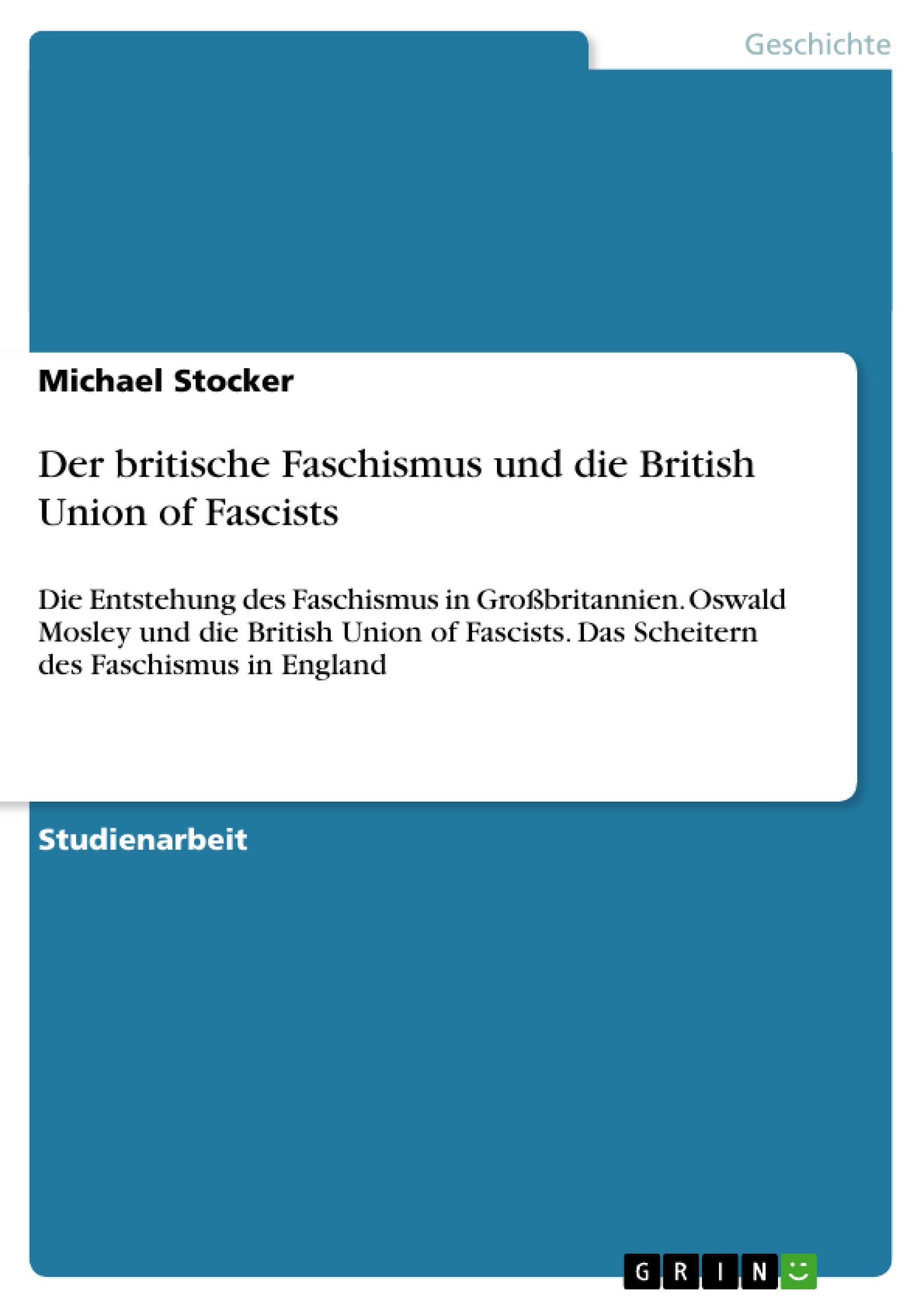 Vorderes Coverbild Der britische Faschismus und die British Union of Fascists